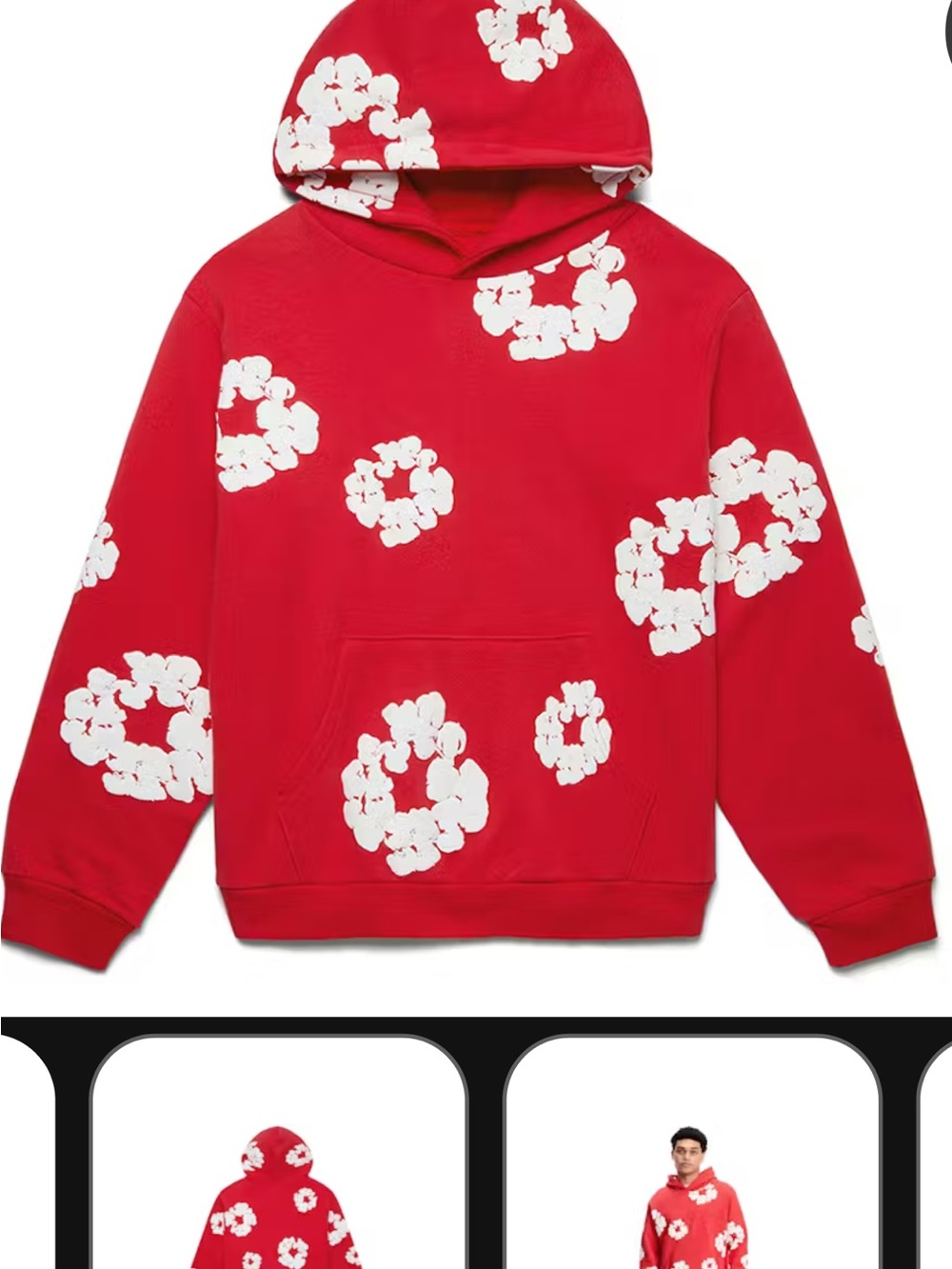 Red Denim Tears Hoodie with White Floral